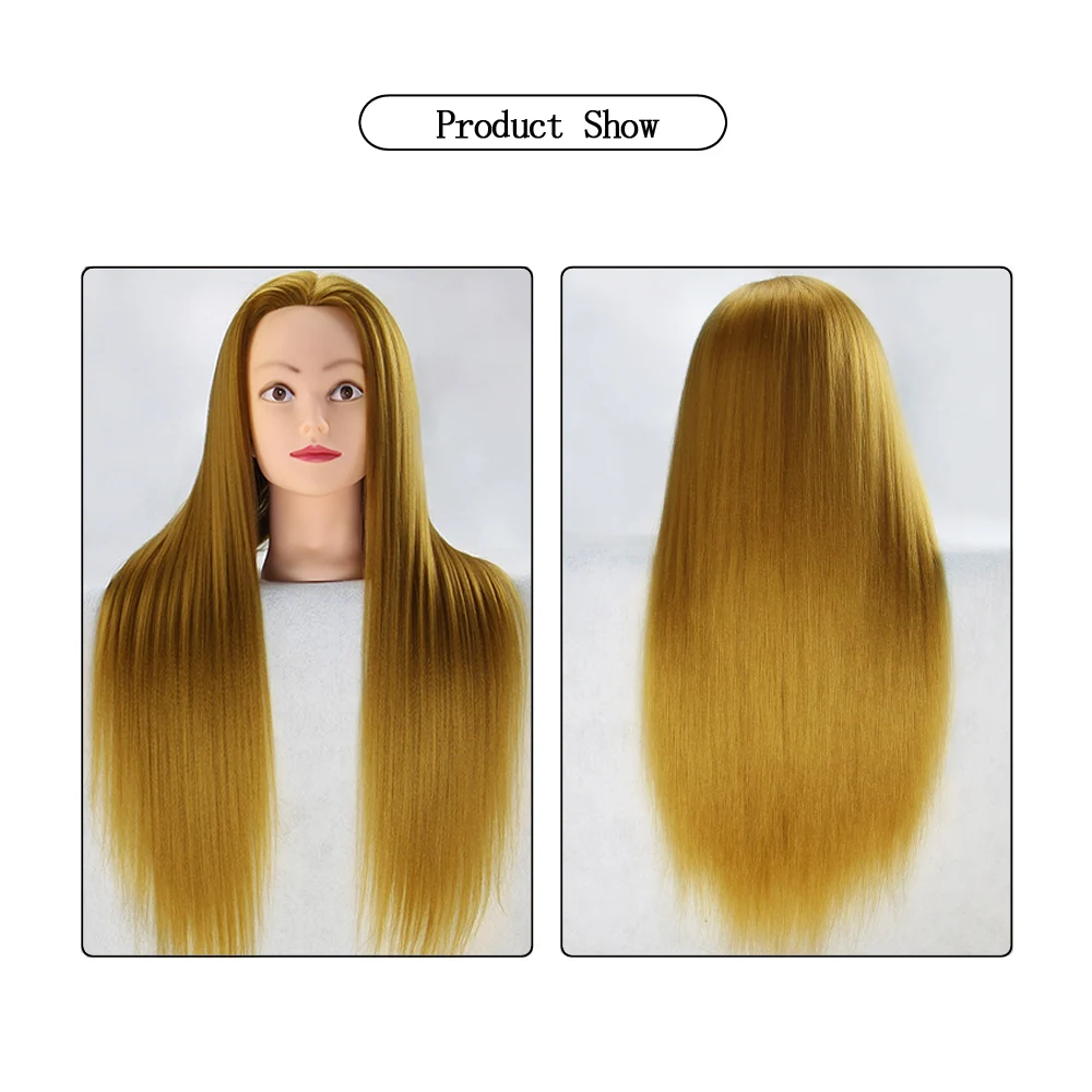 Professional Mannequin Head With Long Synthetic Hair For Barber Hairstyles Training Manikin Heads With Clamp And Scissors Dummy Professional Mannequin Head With Long Synthetic Hair For Barber Hairstyles Training Manikin Heads With Clamp And Scissors Dummy