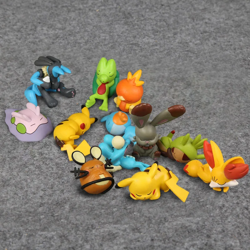 

Anime Cartoon Cute Sleeping Lucario Mudkip Torchic Dedenne Froakie Fennekin Chespin Mini PVC Figures Model Toys 3-5cm