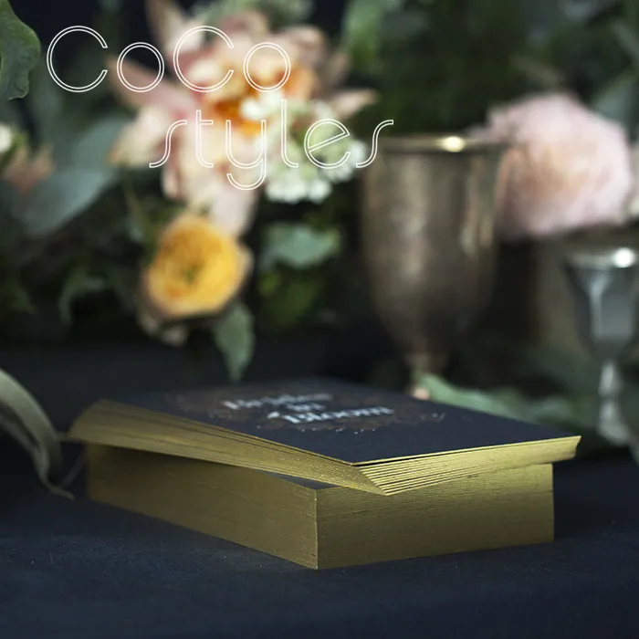  Cocostyles personalized high end floral gold foiling edge design card with tracing paper envelope f - 32890681740