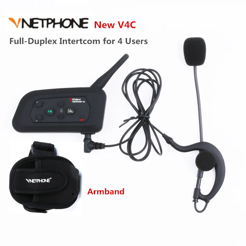 Vnetphone Football Referee Full-duplex Bluetooth Intercom Headset 1200M Full Duplex BT Interphone Earphones +FM for 4 Users 1PCS |