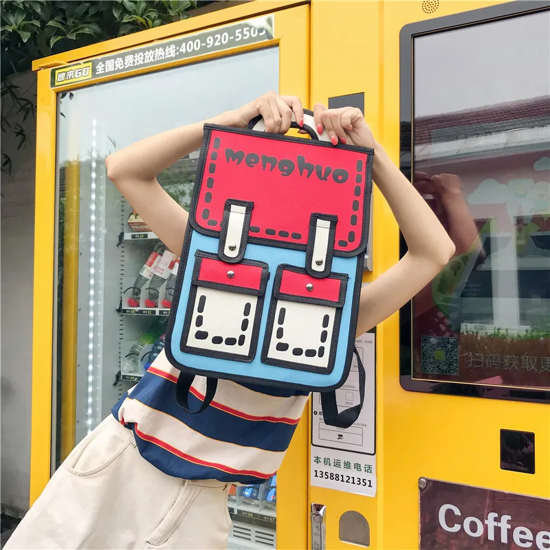 Menghuo 3D Anime Bag Cartoon Women Backpack School Bag 3D Style Canvas 2D Travel Drawing Book Mochila for Teenagers Girl Mochila (39)