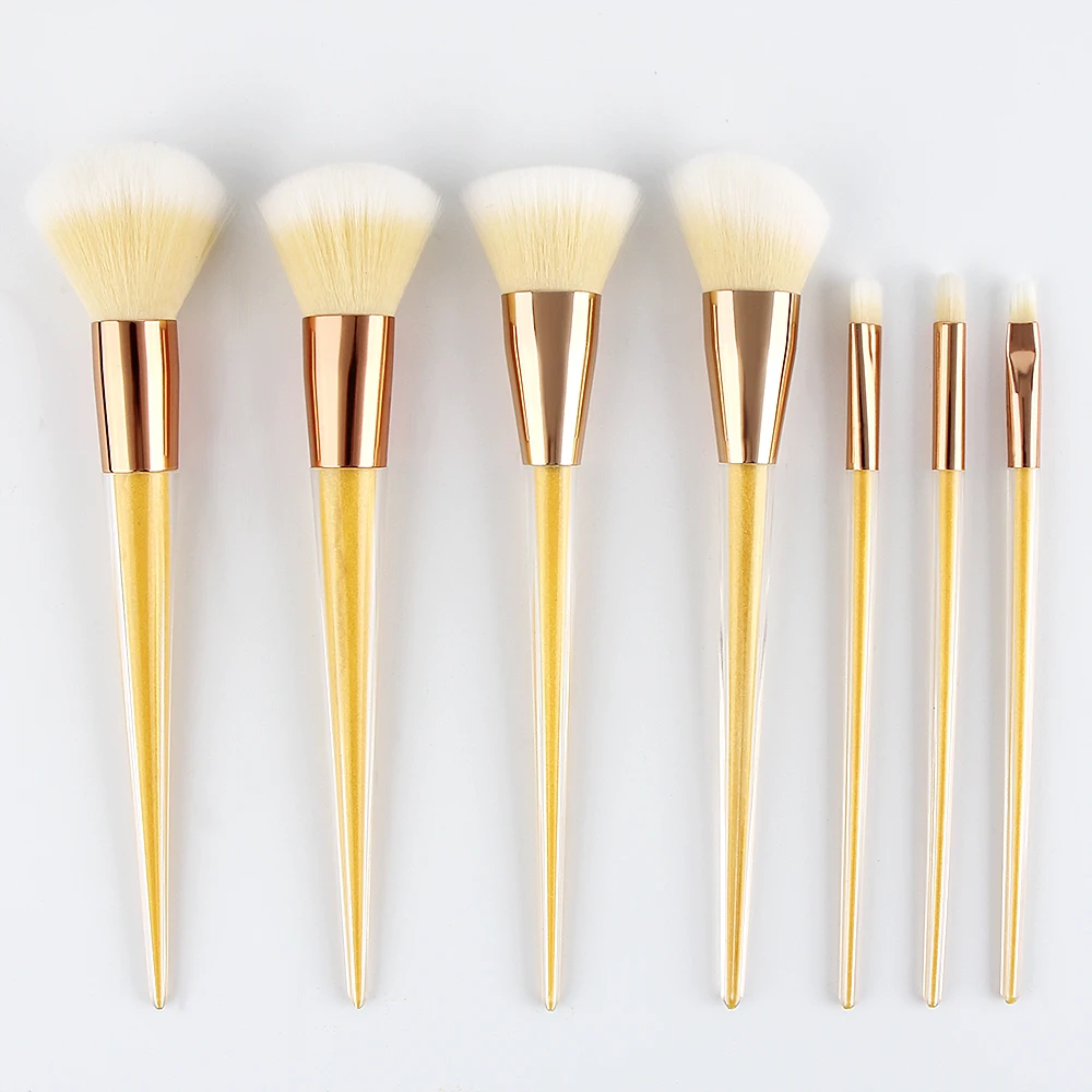 BBL 7pcs Yellow Crystal Makeup Brushes Set Soft Foundation Highlighter