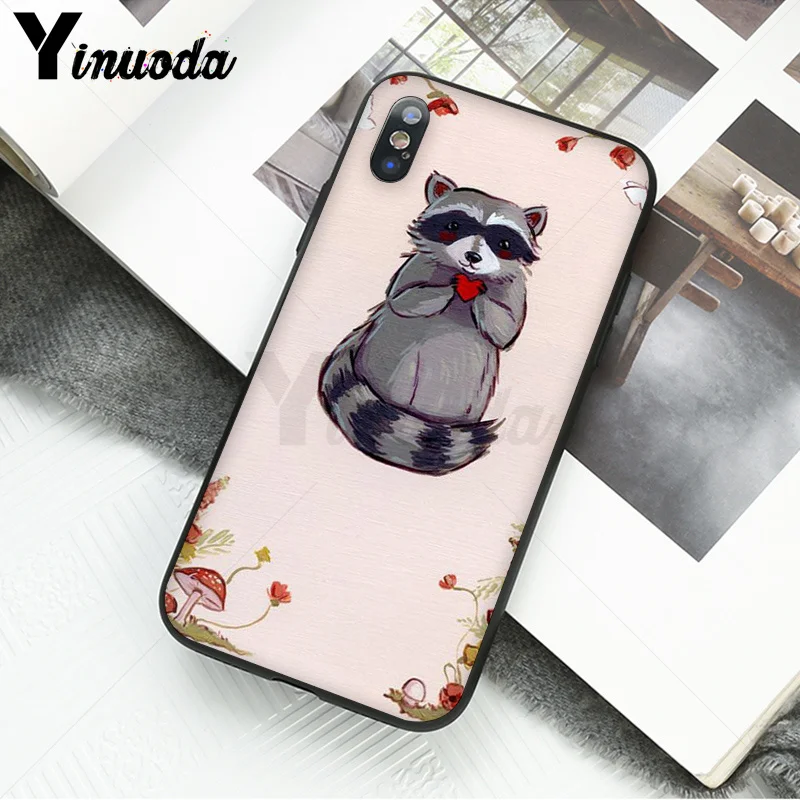 Yinuoda художественный ТПУ Мягкий силиконовый чехол для телефона с изображением животных енота для iPhone 6S 6plus 7plus 8 8Plus X Xs MAX 5 5S XR