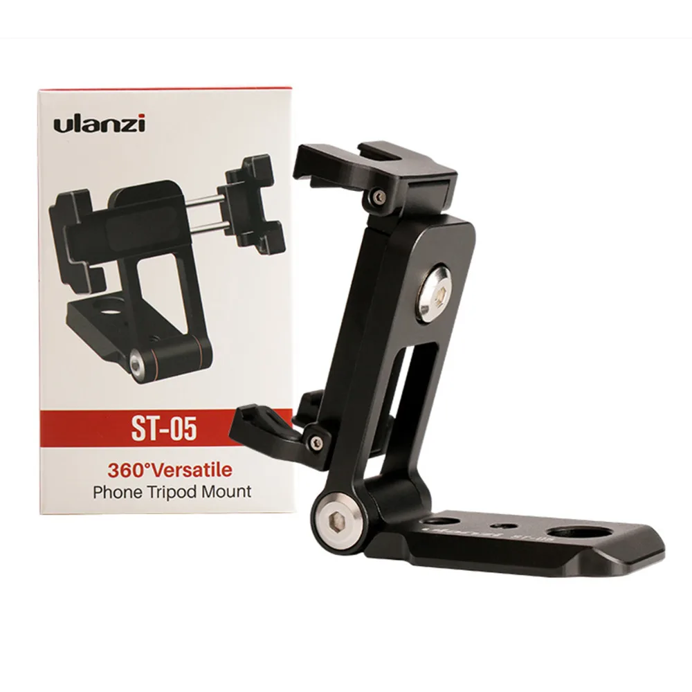 

Ulanzi ST-05 Foldable Phone Tripod Mount Adapter Phone Clipper Holder Vertical 360 Tripod Stand for Smart Phones Microphones