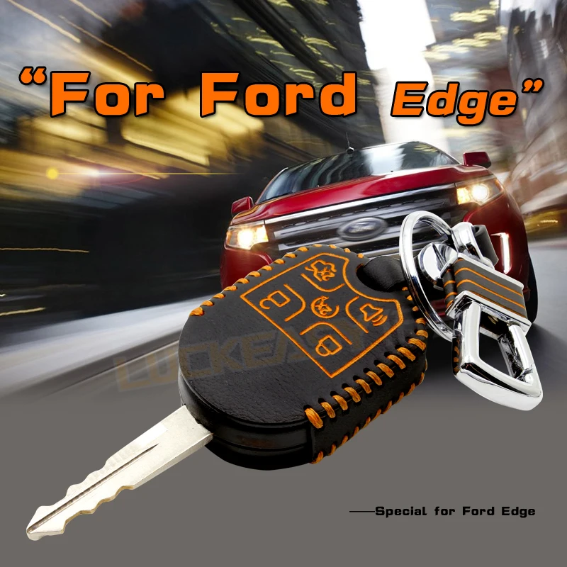 

luckeasy for ford F150 2011 2013 2014 edge 2012 explorer mustang Genuine Leather Car Key case wallet holder remote llavero