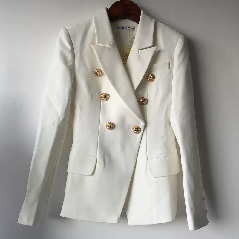 Metal Buttons Blazers Womens Double Breasted Fashion 2019 Autumn Spring elegant Blazer Jacket Basic outwear coats Cool style