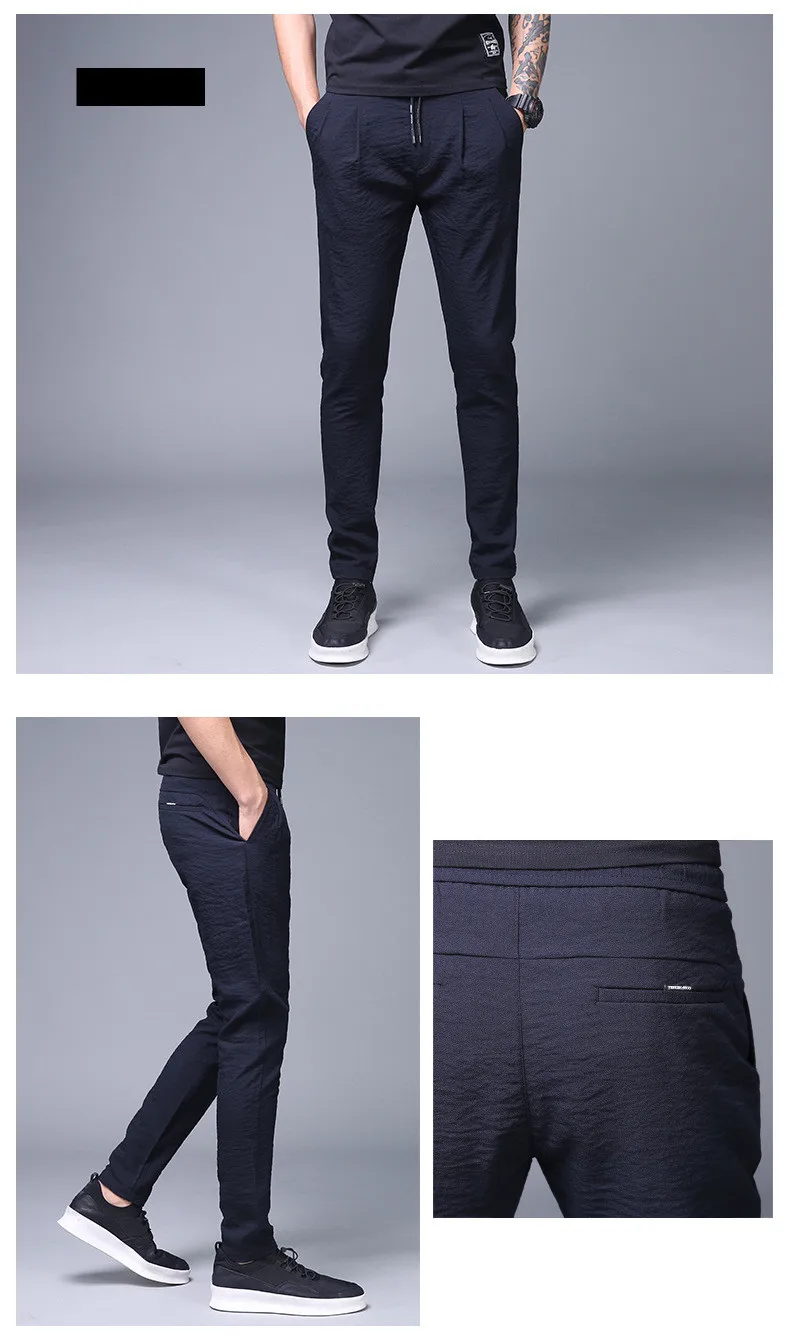 MRMT 2019 бренд Весна Лето Новые мужские брюки с отделкой повседневные брюки для мужчин тонкие ледяные шелковые спортивные брюки свободные