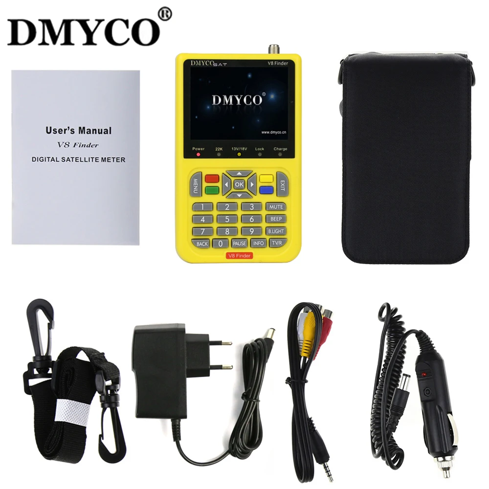 

[Genuine] DMYCO V8 Finder DVB-S2 High Definition Satellite Finder MPEG-4 DVB S2 Satellite Meter Sat finder Full 1080P free ship