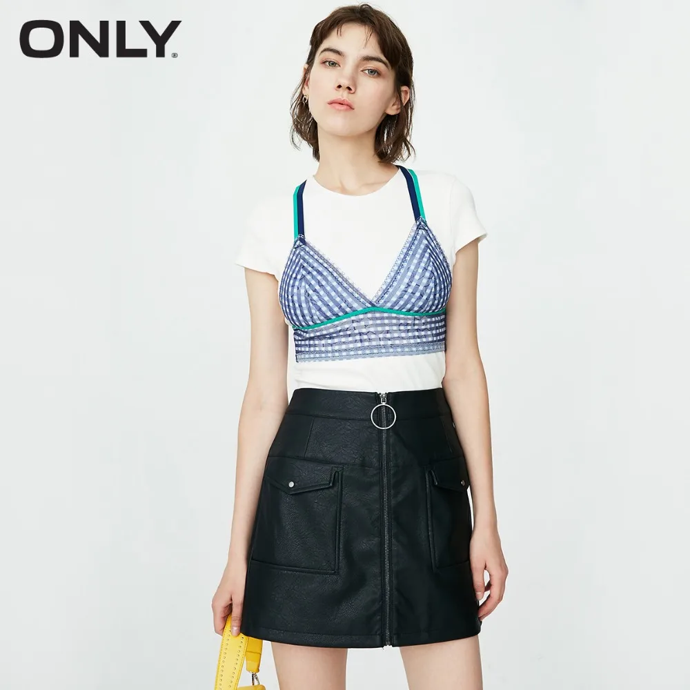 

ONLY2019 Women's new zipper double pocket A-line skirt | 11836S504