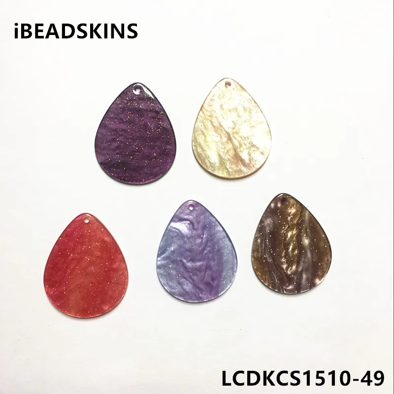 

New arrival! 35x27mm 50pcs/lot acetic acid imitate Starry sky effect drop-shape charm for earring/Jewelry DIY(As shown)