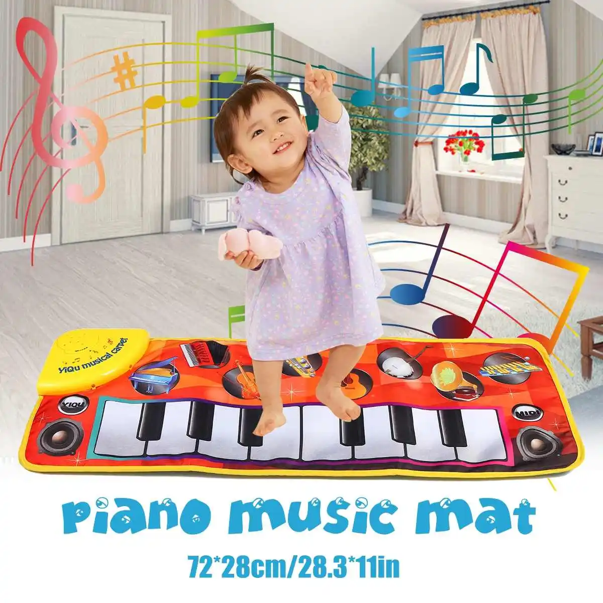 72x28cm Kids Baby Early Education Music Piano Keyboard Carpet Musical Mat Blanket Touch Play Safety Learn Singing Funny Toy