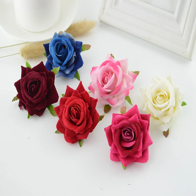 

100pcs High quality silk roses 6cm home wedding decoration bridal accessories clearance for scrapbooking diy artificial flowers