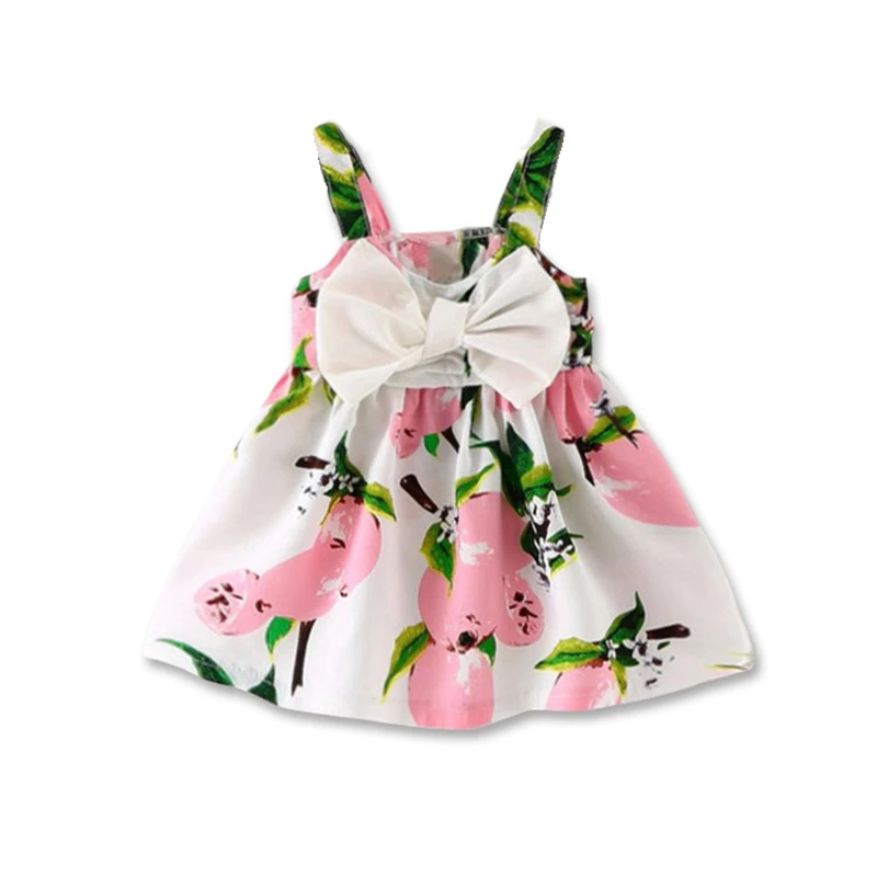 Summer Kids Clothing Girls Dresses 2017 Spaghetti Straps Big Bow Dress