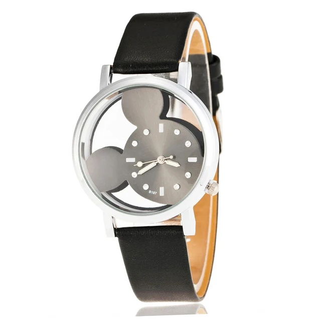 2018 Fashion Mickey girls Watches quartz casual transparent hollow dial leather 2018 Fashion Mickey girls Watches quartz casual transparent hollow dial leather
