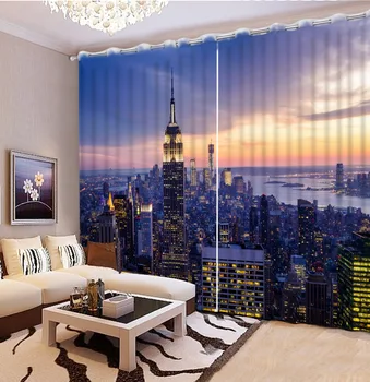 

Custom any size photo night view curtains 3D Blackout Curtains For Living room Bedding room
