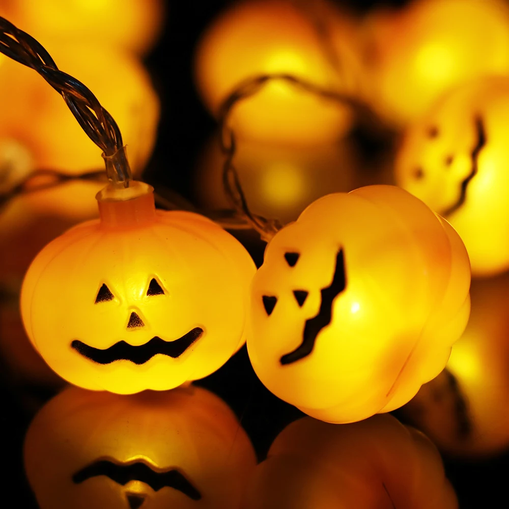 Тыквы на Хэллоуин строки желтый цвет АА батареи питания реквизит украшения товары для дома вечерние Декор