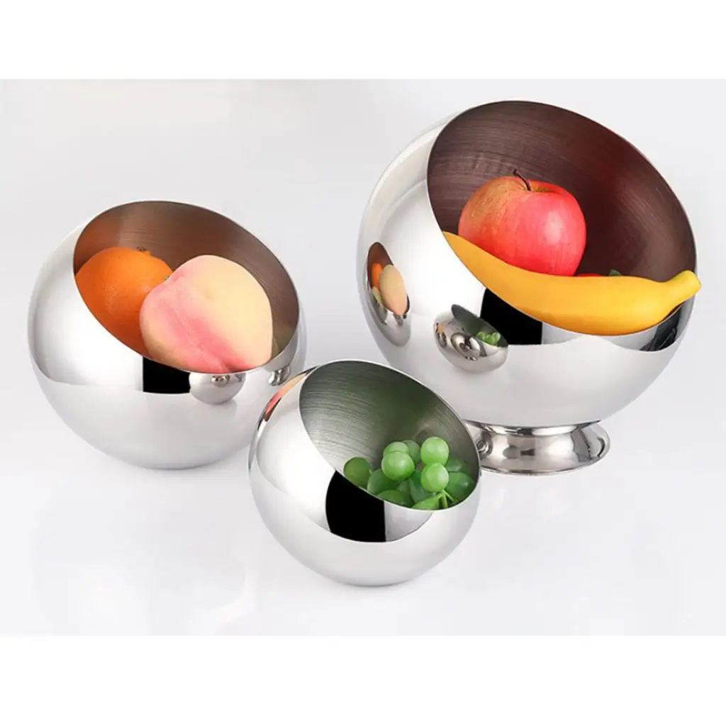 Stainless Steel Serving Bowl Fruit Salad Snacks Sugar Plate Ice Bucket Bowls Tableware Kitchen Dining