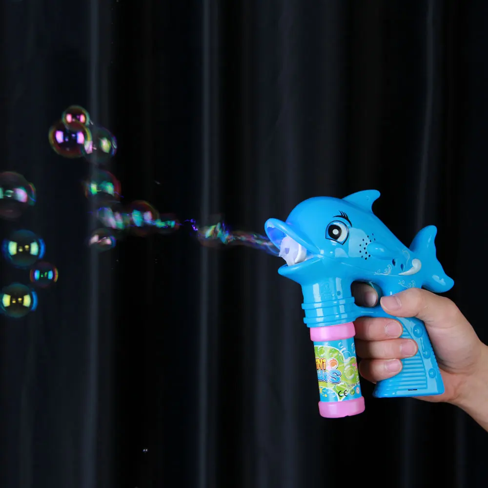 Image Dolphin Bubble Gun with LED Lamp Music Sound ABS Plastic For Children Outdoors Interesting Toys