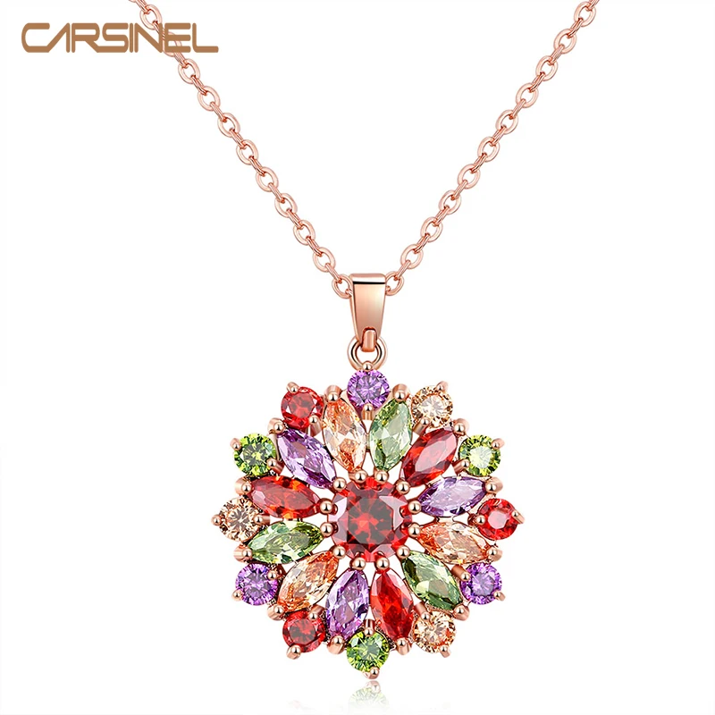 CARSINEL новые модные роскошные Подвески с разноцветными фианитами AAA для женщин