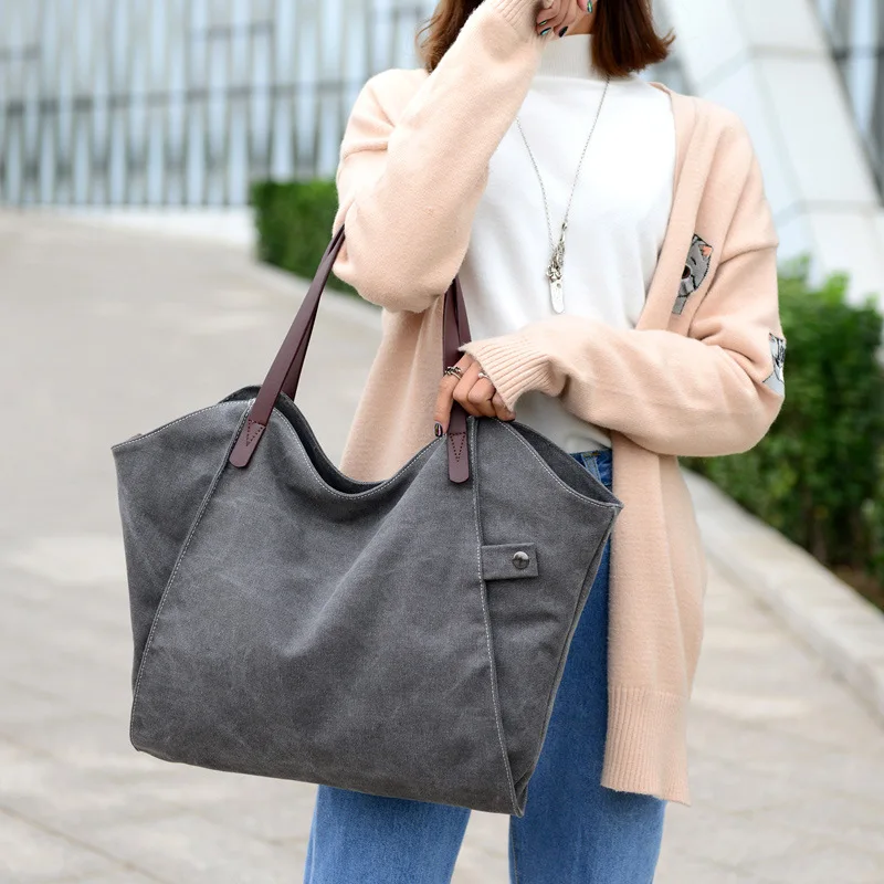 

Chu JJ Large Capacity Shopping Bag Women's Canvas Bags Shoulder Bags For Women Messenger Bag Casual Women Tote Ladies