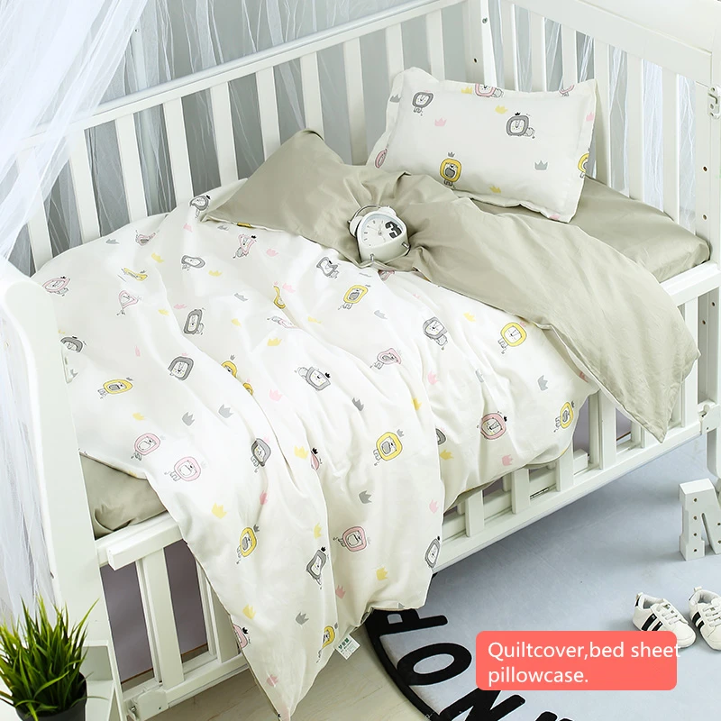3 قطعة سرير بيبي مجموعات القطن الكرتون سرير الطفل أغطية سرير بما في ذلك غطاء لحاف وسادة ورقة مسطحة سرير بيبي دينغ للفتيات الأولاد