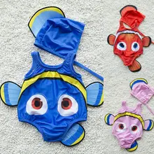 Kids Baby Girl Boys One Piece Swimwear Cartoon Goldfish Swimsuit Beachwear Suits