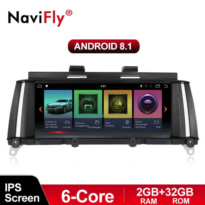 

NaviFly 6 core PX6 Android 8.1 car radio multimedia player for BMW X3 F25 X4 F26 (2010-2013) Original CIC System (2013-2017) IPS