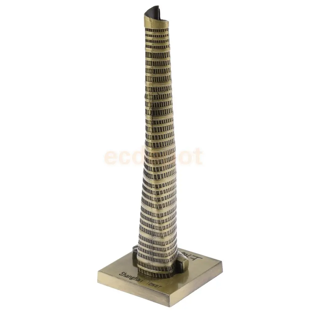 2pcs Vintage Metal Jin Mao Tower Statue and Shanghai Tower Building Statue Figurine Travel Souvenirs Art Crafts
