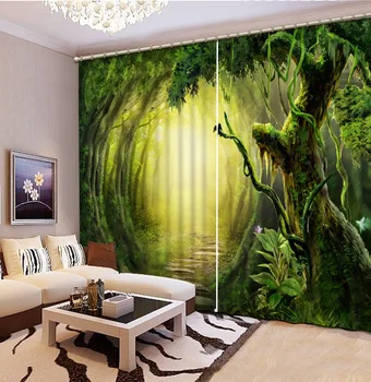 

Custom 3D Curtains Living Room fantasy forest Photo Curtains For Living Room Bedroom Hotel Drapes Cortinas Blackout 80%