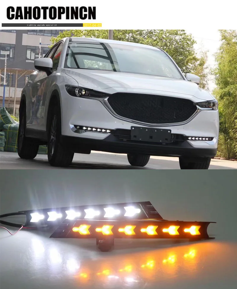 For Mazda cx 5 cx5 cx 5 2017 Waterproof 12V LED CAR DRL Daytime running light fog lamp with turn