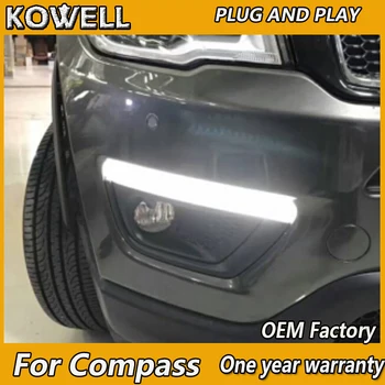 

KOWELL Car Styling For Jeep Compass 2017 2018 yellow turn Signal Light style Relay 12V LED car DRL daytime running light