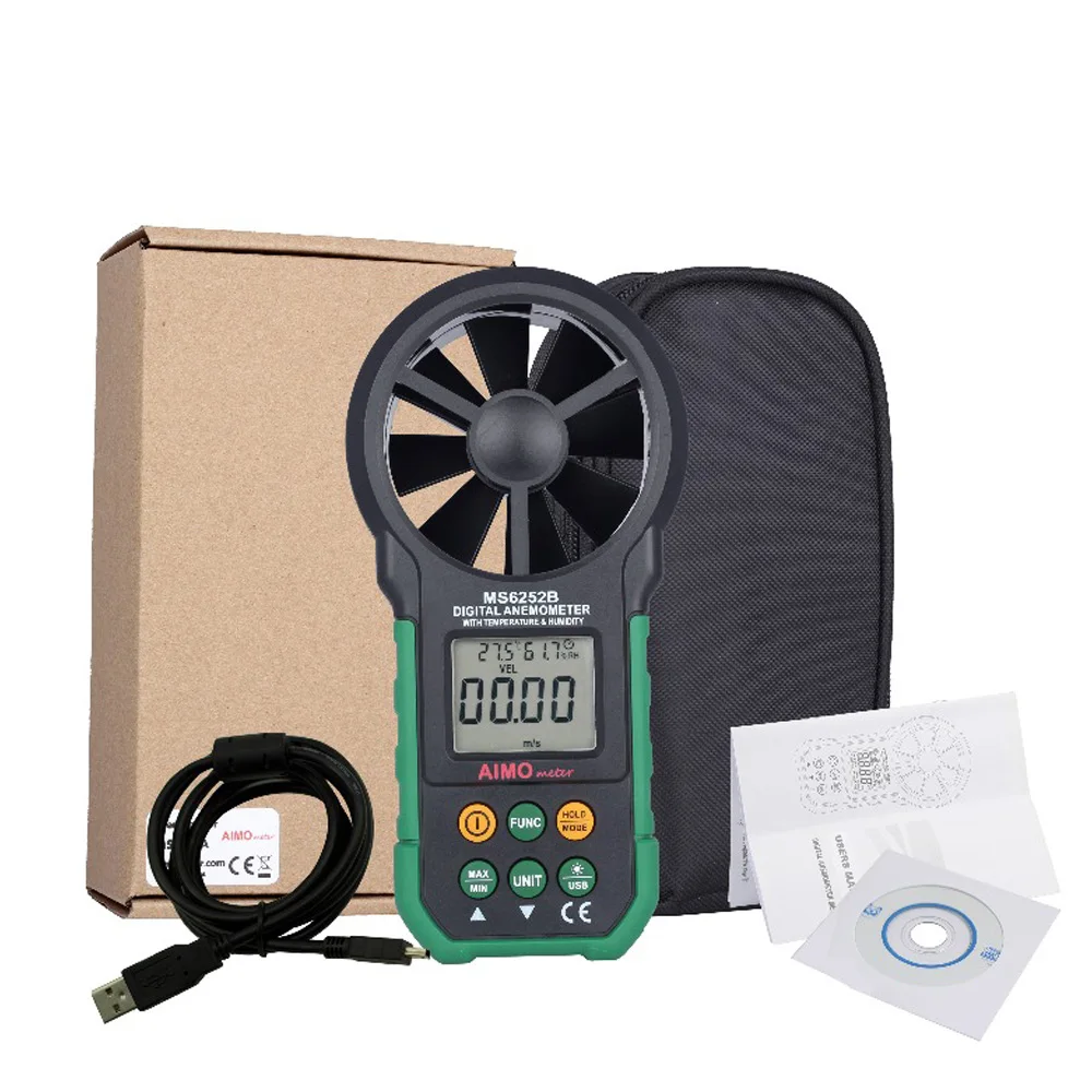 

Aimometer MS6252B Digital Anemometer Temperature Humidity Sensor Air Wind Speed Velocity Meter USB Interface