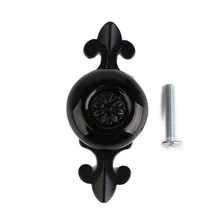 1 pc Retro Gaveta Do Armário Armário de Móveis de Cerâmica Rodada Botão de Metal Pull Handle (Fosco Preto + Preto)