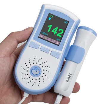 

3MHz Blue Doppler Color LCD Display Pocket Fetal Doppler Prenatal Heart Baby Heart Monitor 3MHz Probe Dual Interface Display