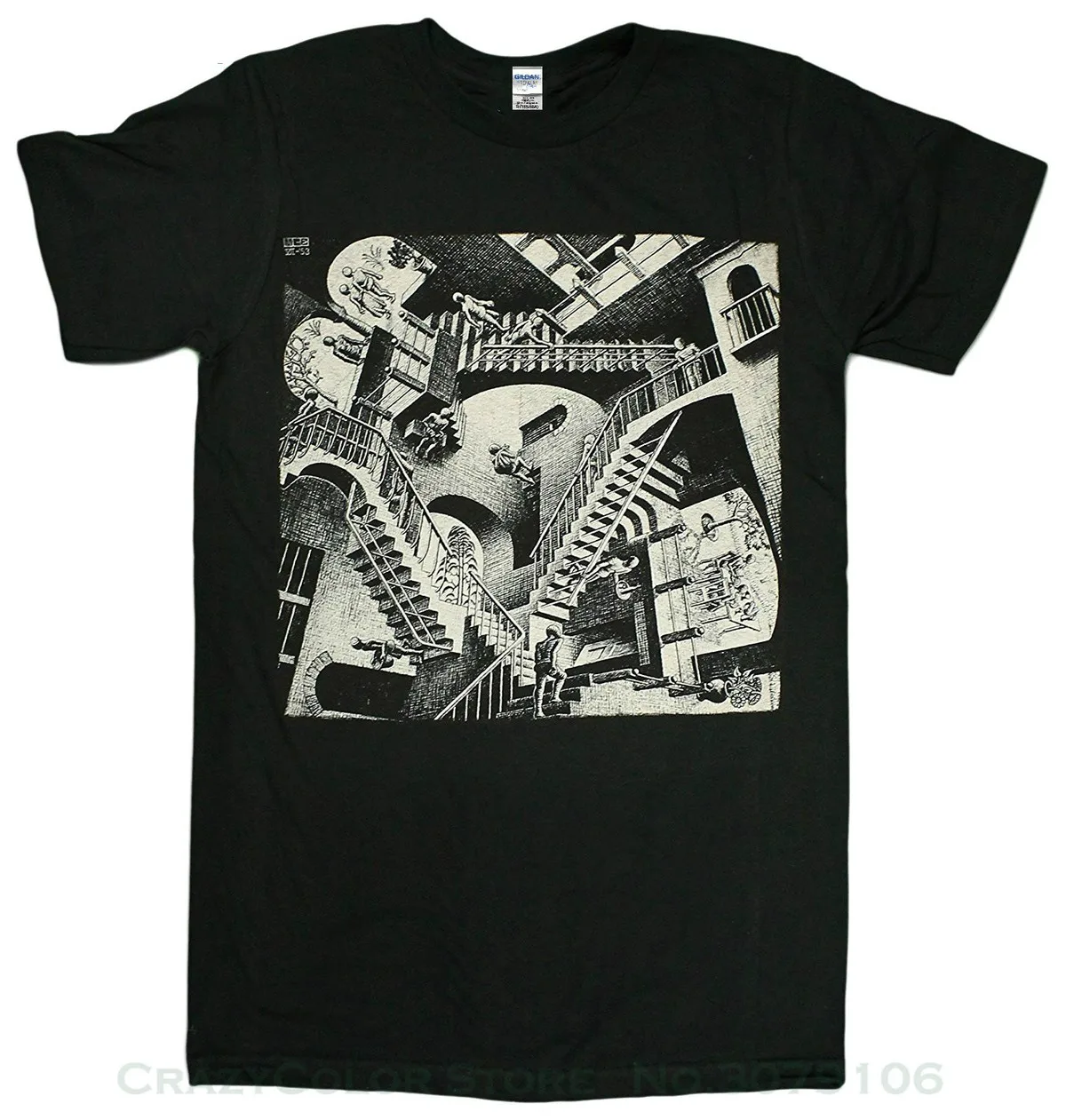 

Printed T-shirt Men's Short Sleeve O-neck T-shirts Summer Stree Twear Mc Escher "relativity" Art Print Men's T-shirt
