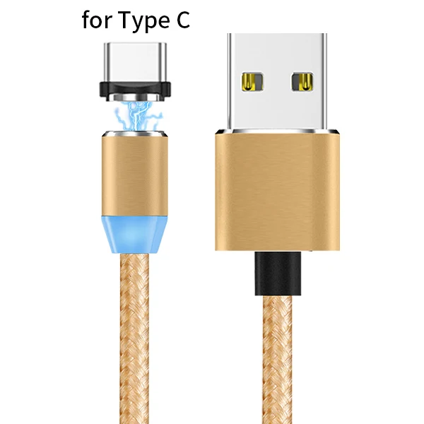 Sovawin 1 м Магнитный Micro USB кабель зарядное устройство для мобильного телефона 2A type c Android Быстрая зарядка для Iphone 7 6s для samsung для Xiaomi - Цвет: Gold for type-c