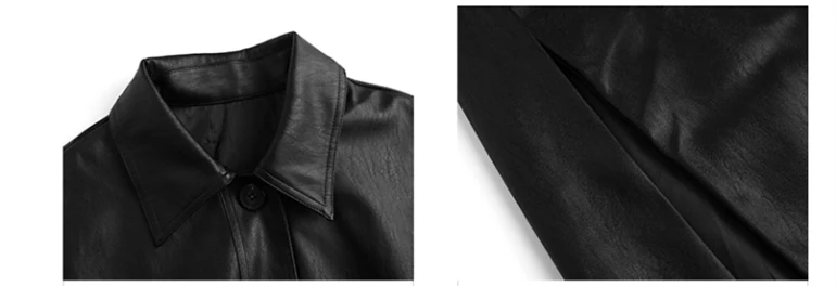 OFTBUY весеннее пальто для женщин байкерская куртка из искусственной кожи черный длинный плащ свободная ветровка Готическая Корейская офисная мода