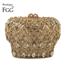 Bouoque De FGG выдалбливают Корона для женщин Кристалл Клатч вечерние кошельки и сумки для невесты Minaudiere Сумочка Свадебная вечеринка сумка