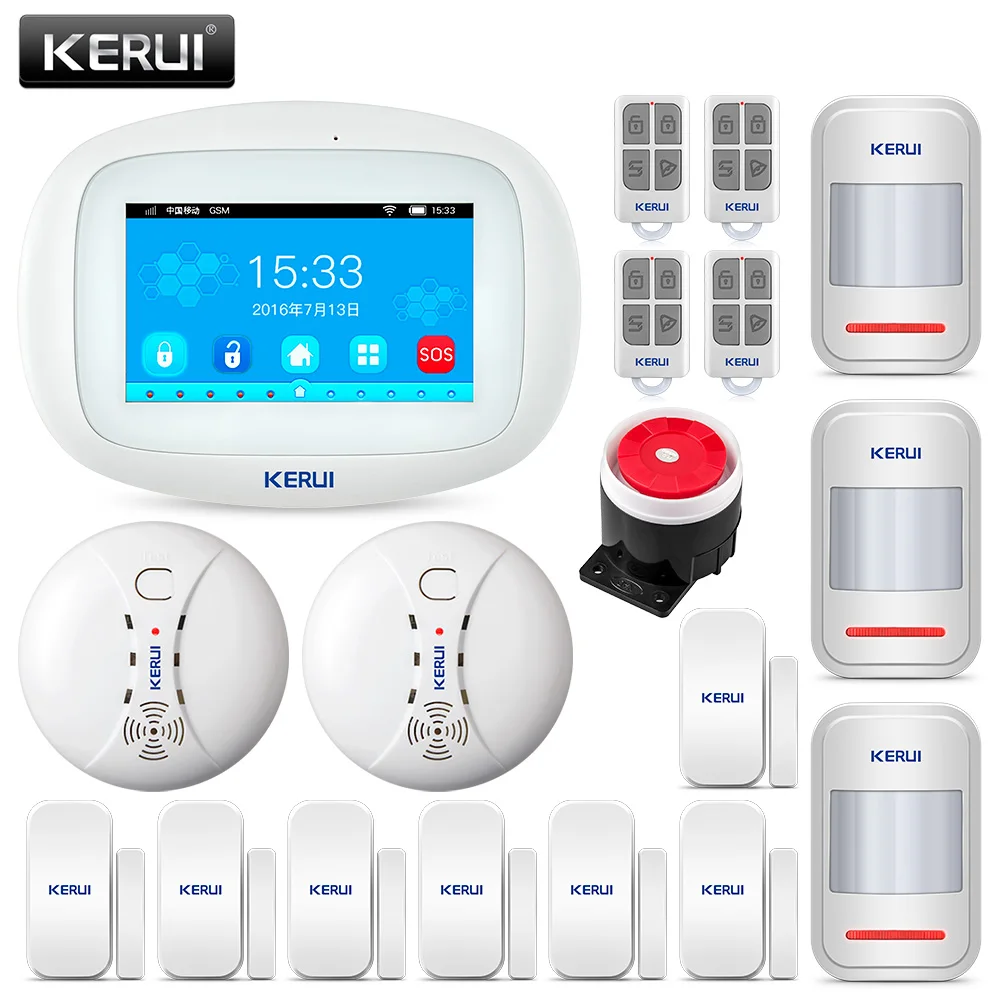 

KERUI 4.3 Inch WIFI GSM Alarm TFT Color Screen App Remote Control Wireless Smart Security Alarm System