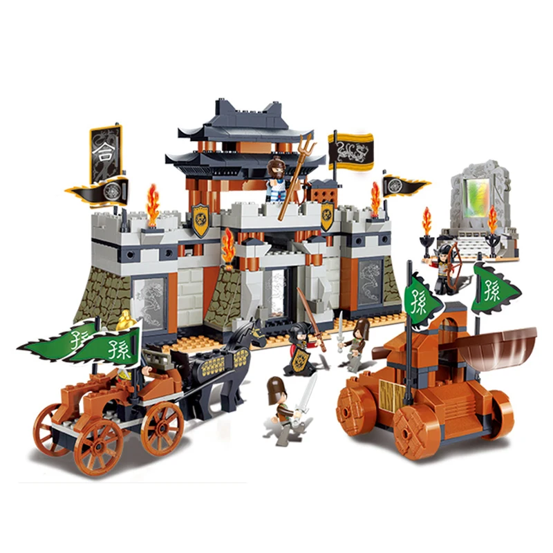 

B0265 445pcs Chinese Feature Three Kingdoms Large Castle Scene Action Figure Building Blocks 3D Construction Toys for Children