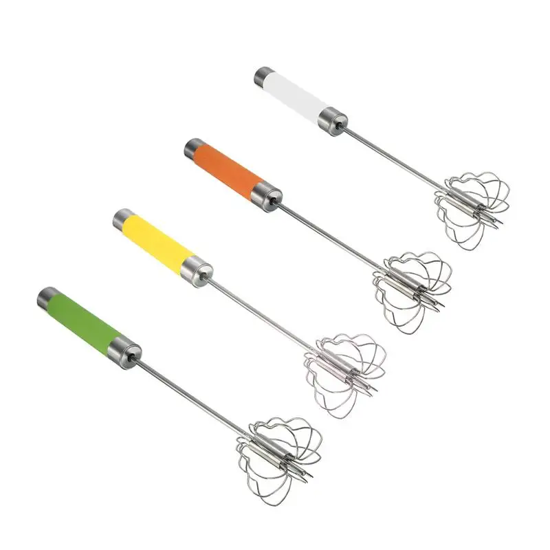 Honana Manual Self Turning Stainless Steel Miracle Push Magic Whisk Egg Beater Speed Kitchen Tool