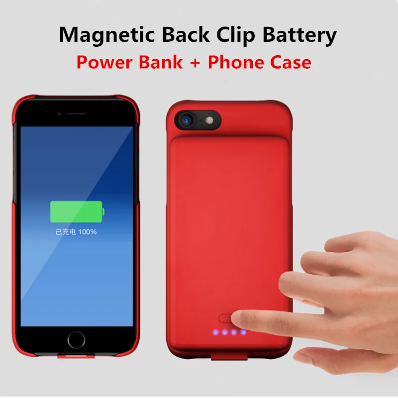Baratos Fundas de cargador de batería externa de 5000mAh para iPhone 8 7 6 6S Plus caja magnética del Banco de energía 4000mAh funda para iPhone XS 7 8 6S