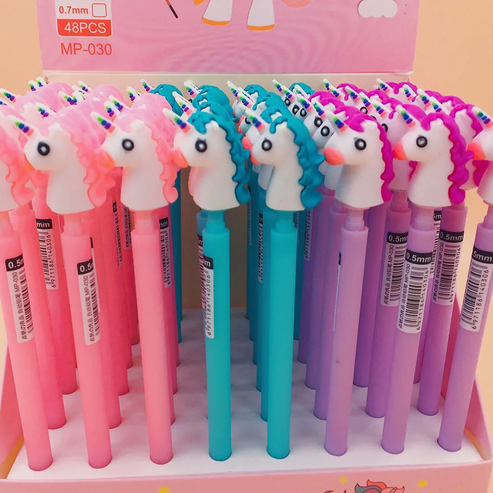 

2Pcs 0.5mm Cute Kawaii Unicorn Plastic Mechanical Pencil Lovely Animal Automatic Pen For Kids Korean Stationery
