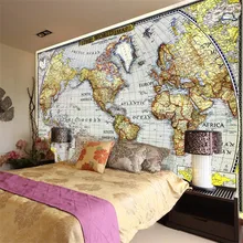 Papel pintado de foto beibehang, tela plateado llamativo de calidad/mapa de navegación retro europeo mapa del mundo Gran mural papel de pared 3d