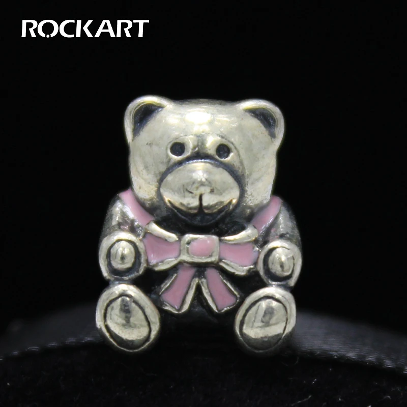 

ROCKART Pure 925 Sterling Silver Baby Girl/Boy Teddy Bear Charm Bead Fit Original Bracelets For Women/Men Gift Fine Jewelry