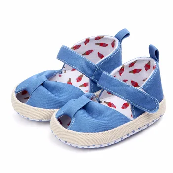 

Newborn Baby Girls Shoes Canvas Infant Toddler Crib Shoes Soft Sole Baby Shoes For Girl Cute Butterfly-Knot First Walkers