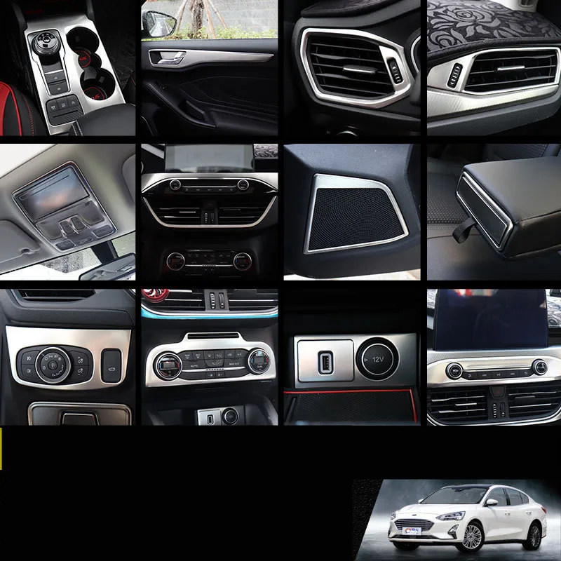 

Stainless Steel Instrument Mouldings USB Storage Box Handle Air Outlet Loudspeaker Decorated Frame For Ford Focus 2019 AAA398