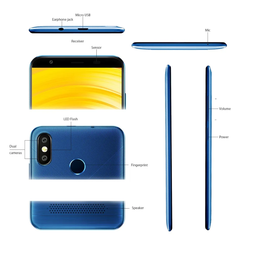 Original Vernee T3 Pro 3GB RAM 16GB ROM Android 8.1 Quad-Core Mobile Phone 5.5 Inch 4080mAh 5MP+13MP Smartphone with Free Gift