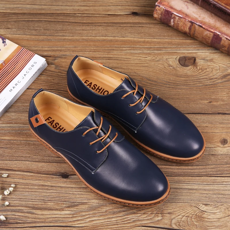 ROXDIA New Fashion Spring Autumn Men Flats Lace-up Casual Waterproof Shoes Work Flat Driver Men's Shoe Plus Size 39-48 RXM936