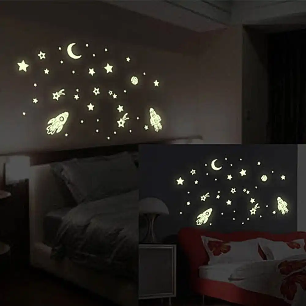 Diy Luminous Pvc Wall Sticker Glow In The Dark Space Stars Planet